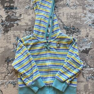 Gymboree Girls Aqua Blue Yellow Gingerbread 2005 Zip Up Hoodie Jacket 3T